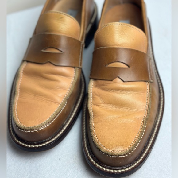 Vintage 90s ALDO  men’s brown tan beige loafers slip-on shoes size 43 10 - Picture 2 of 6